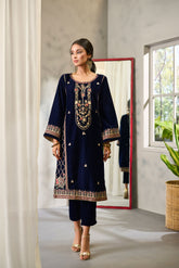 DA-1677 BLUE EMBROIDERED KURTA